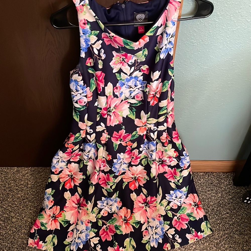 Vince camuto floral fit and flare dress